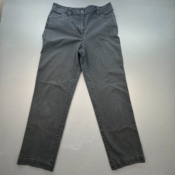 Talbots Stretch Pants Women's Size 12 Black Cotton Blend Slim Casual Trousers - Picture 1 of 11